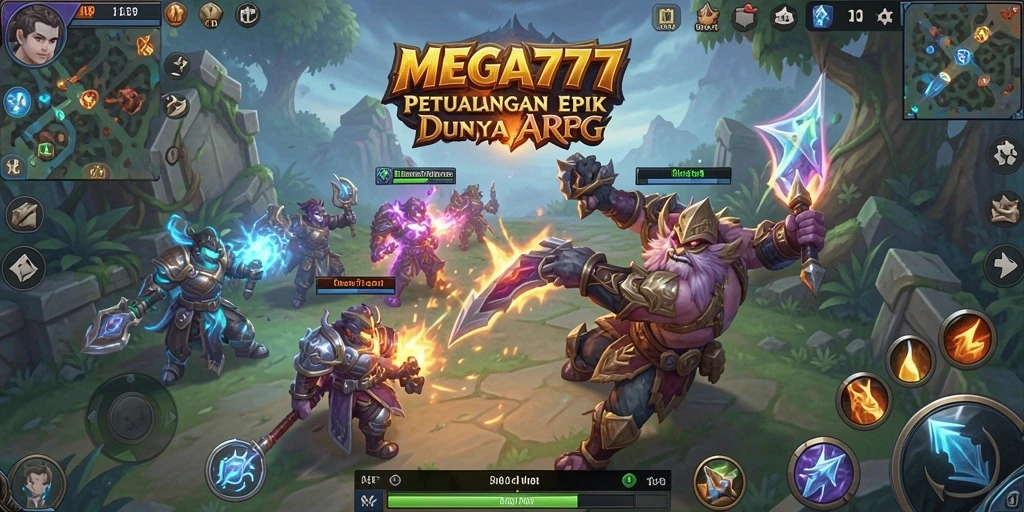 Screenshot gameplay MEGA777 menampilkan pertarungan epik yang memukau.