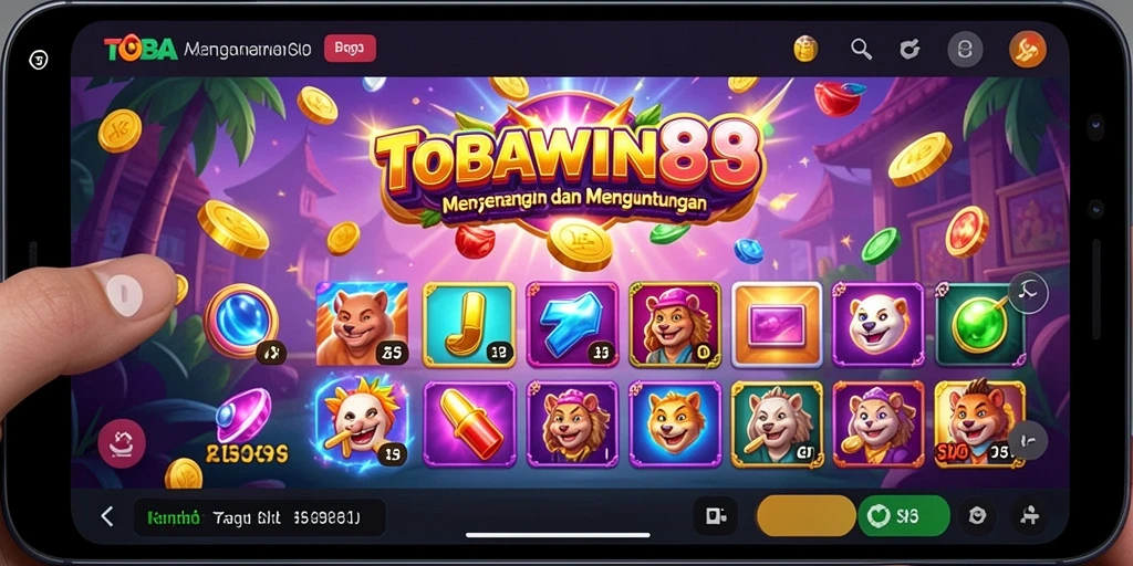 Tampilan gameplay TOBAWIN88 dengan slot yang menarik dan fitur bonus.